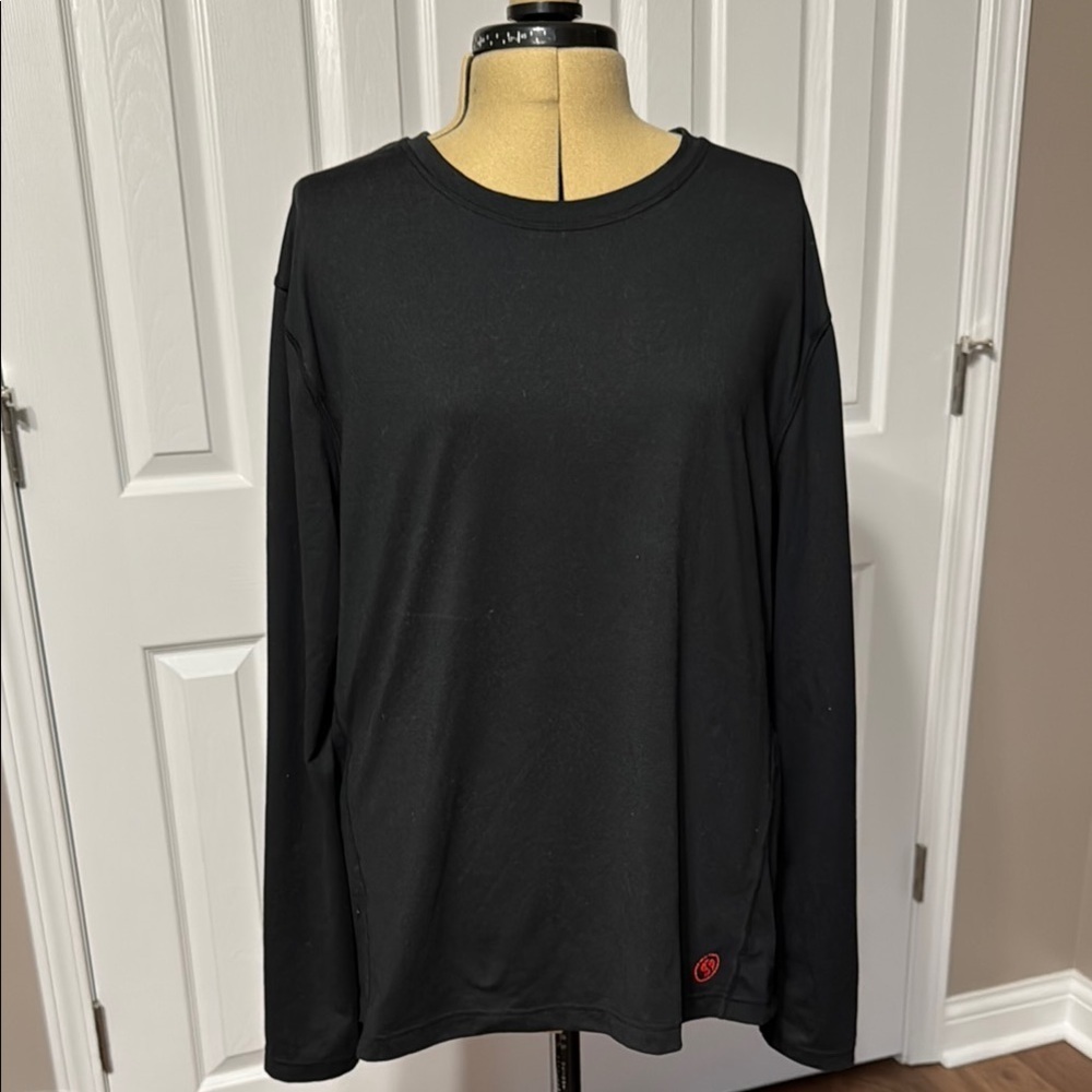 Black Long Sleeve Shirt with Red Logo